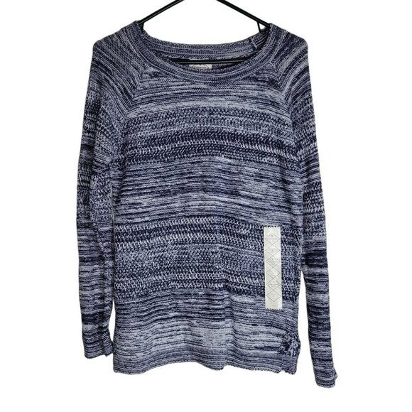 St Johns Bay Sweater Blue White Knit Womens Small Pullover - Picture 1 of 8